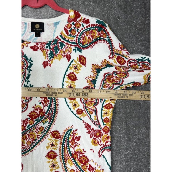 JM Collection Floral‎ Paisley Knit Ribbed Sweater Womens Medium Rayon Nylon - Picture 15 of 16